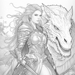 warrior women with dragons and armor being majestic