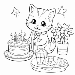n bb et un chat qui ftent un anniversaire