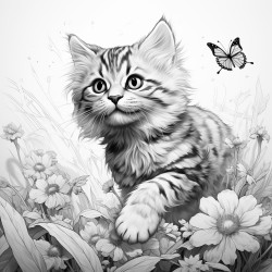 a playful cat chasing a butterfly