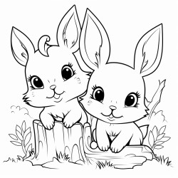 cute bunnies playing in a forest