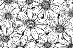 black and white flower pattern for adult coloring book doodle floral drawing