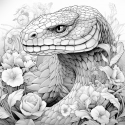 snake zen theme highly detailed black outline zentangle art elements