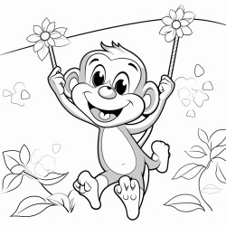 a monkey swinging from vines collecting meteorites fun characters