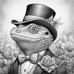 a bearded dragon wearing a tophat