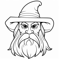 a frowning wizard with a long beard