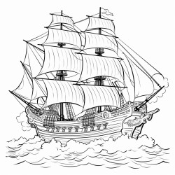 pirate ship in battle