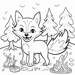 a fox putting out fires in the forest