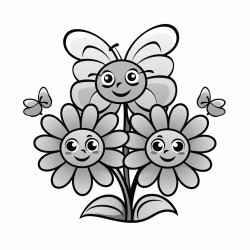 butterflies sitting on a flower with a smiling in the air