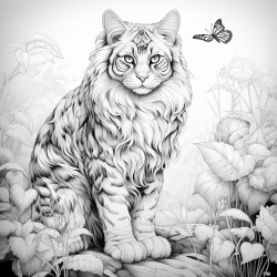 realistic large cat wellproportioned cat has wings the cat has no fur markings or stripes standing in a forest one paw raised slightly realistic detailed