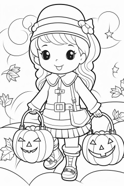 cute pumpkin collecting sweets