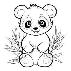 oso panda con tallo de planta