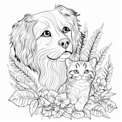 cat playing with dog