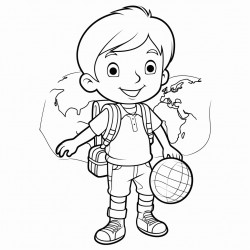 little boy traveling around the globe