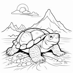 tortue de mer devant le volcan runion