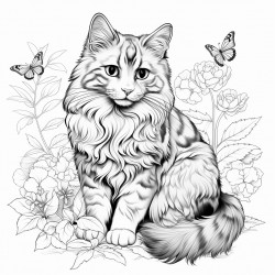 calico cat sitting quietly with paws crossed