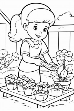 working in garden