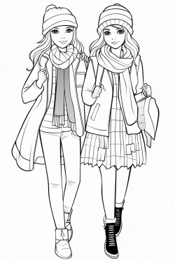 fashionable friend group of girls