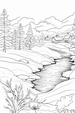 grayscale winter landscape