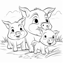 family cubs of pig