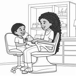black girl dentist with patient in the chair