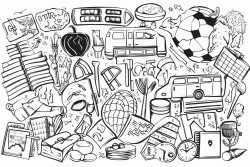 jumble of english language arts concepts suitable for middle school students