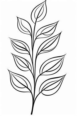 a cute graceful leaves  coloring bookvector white background black and white black drawing