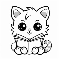nonoline kitty cat reading a book bold lines