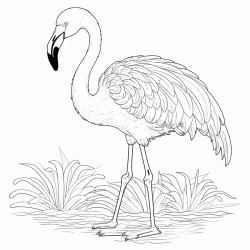 a full body coloring page of a flamingo