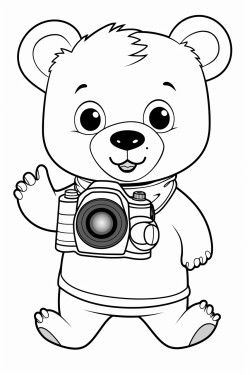 bear holding a camera