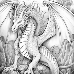 large winged dragon that is intricately detailed coloring page