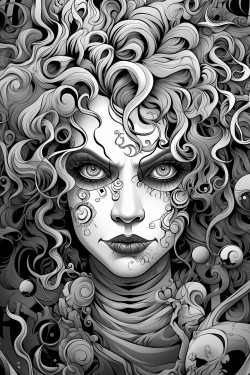 disform horror clown with spiral eye