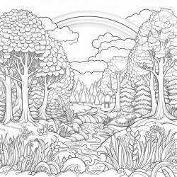 forest with a rainbow