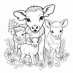 4 leaf clover with farm animals