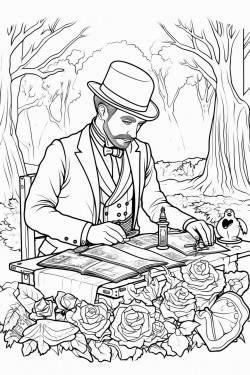 magician at picnic with cards