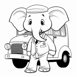 a elephant wearing a suit of bus driver
