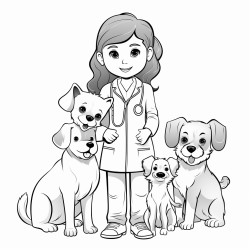 veterinarian and dogs