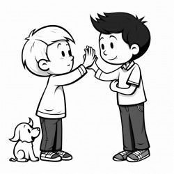 child taking an item from someone with all eyes closed