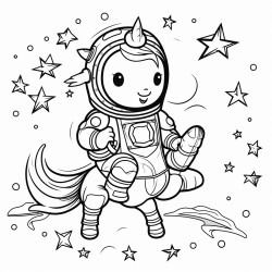 astronaut riding a unicorn in space