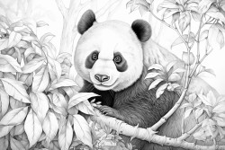panda eats leaves