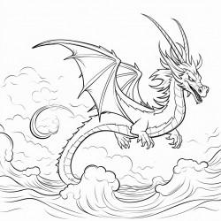 dragon flying over ocean