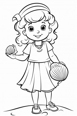 small girl with shell