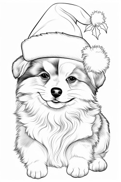 cute puppy with a christmas hat