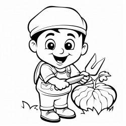 a garden keeper is using a spork to eat an eggplant