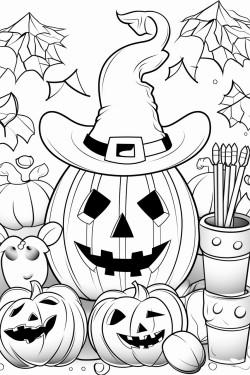 halloweenthemed items for a coloring page