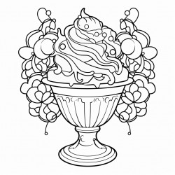 an ice cream sundae in a stained glass style