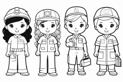 young female in different professions