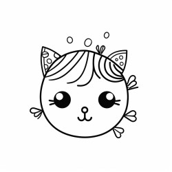 cat profile for kids with cute playful  and whimsical illustrations simple lines for kids a4 format