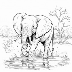 african elephant  splashing water with its trunk