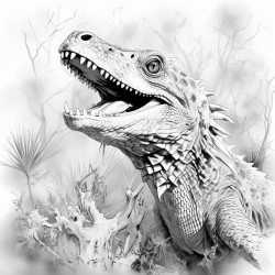 goanna head facing camera catching flies with tongue