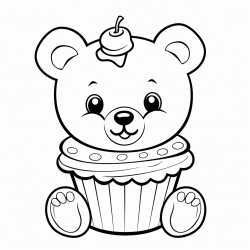 square classic cupcake with candy bear decoration